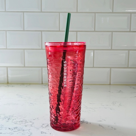 Starbucks Hammered Begonia Pink Rippled Glass - Picture 3 of 9